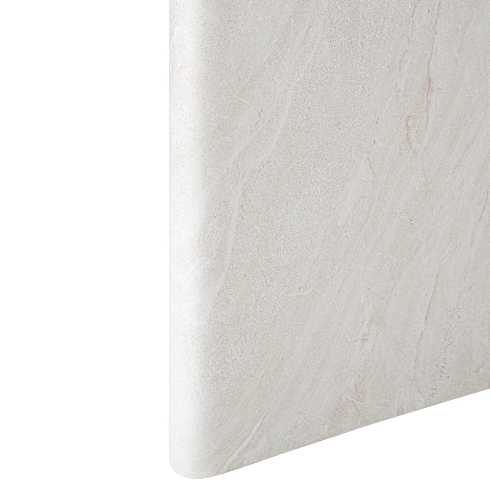 Minimalist white hydro-dipped concrete dining table with a sleek rectangular top and sturdy panel legs. A contemporary statement piece designed to complement modern and coastal interiors