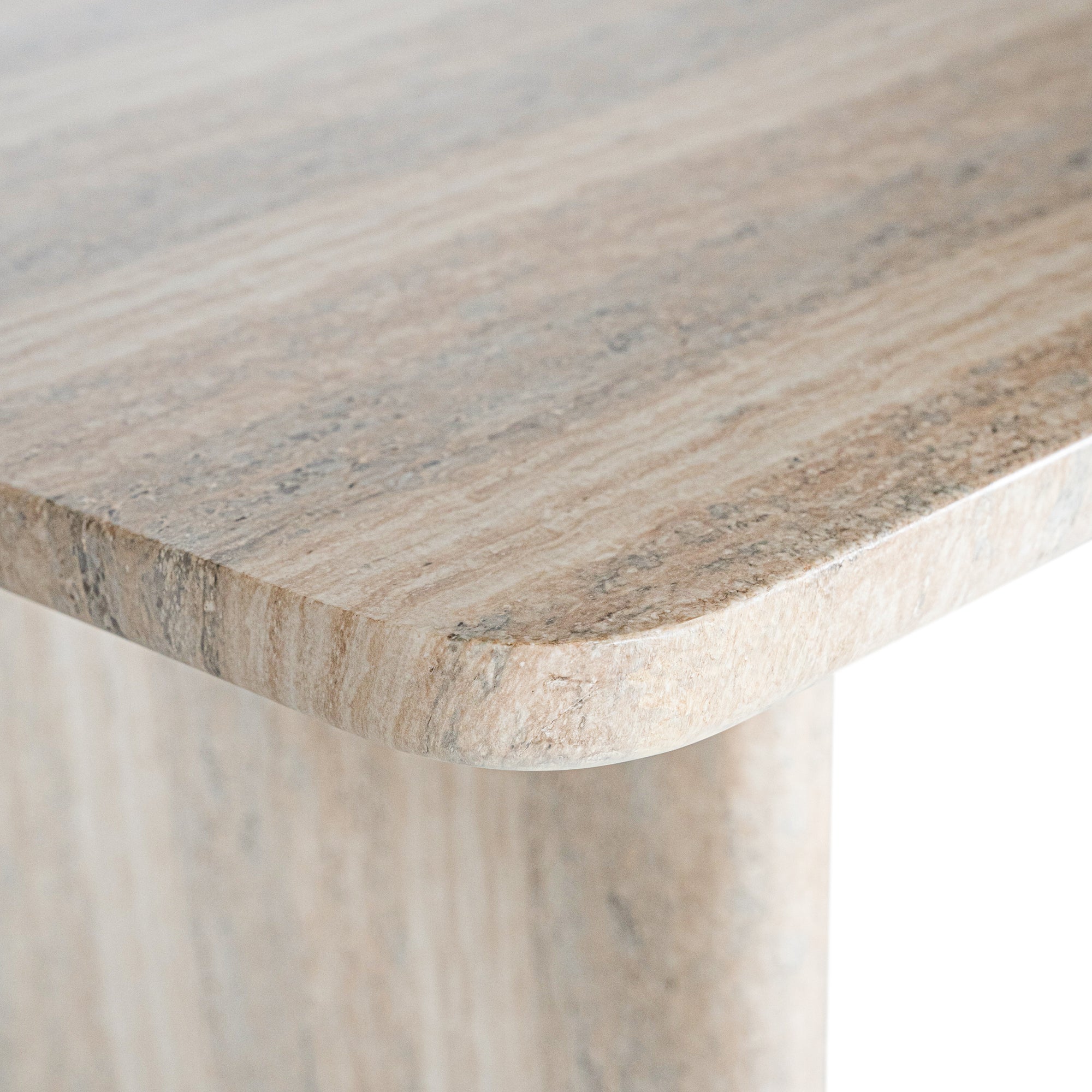 Minimalist hydro-dipped concrete dining table with a sleek rectangular top and sturdy panel legs. A contemporary statement piece designed to complement modern and coastal interiors