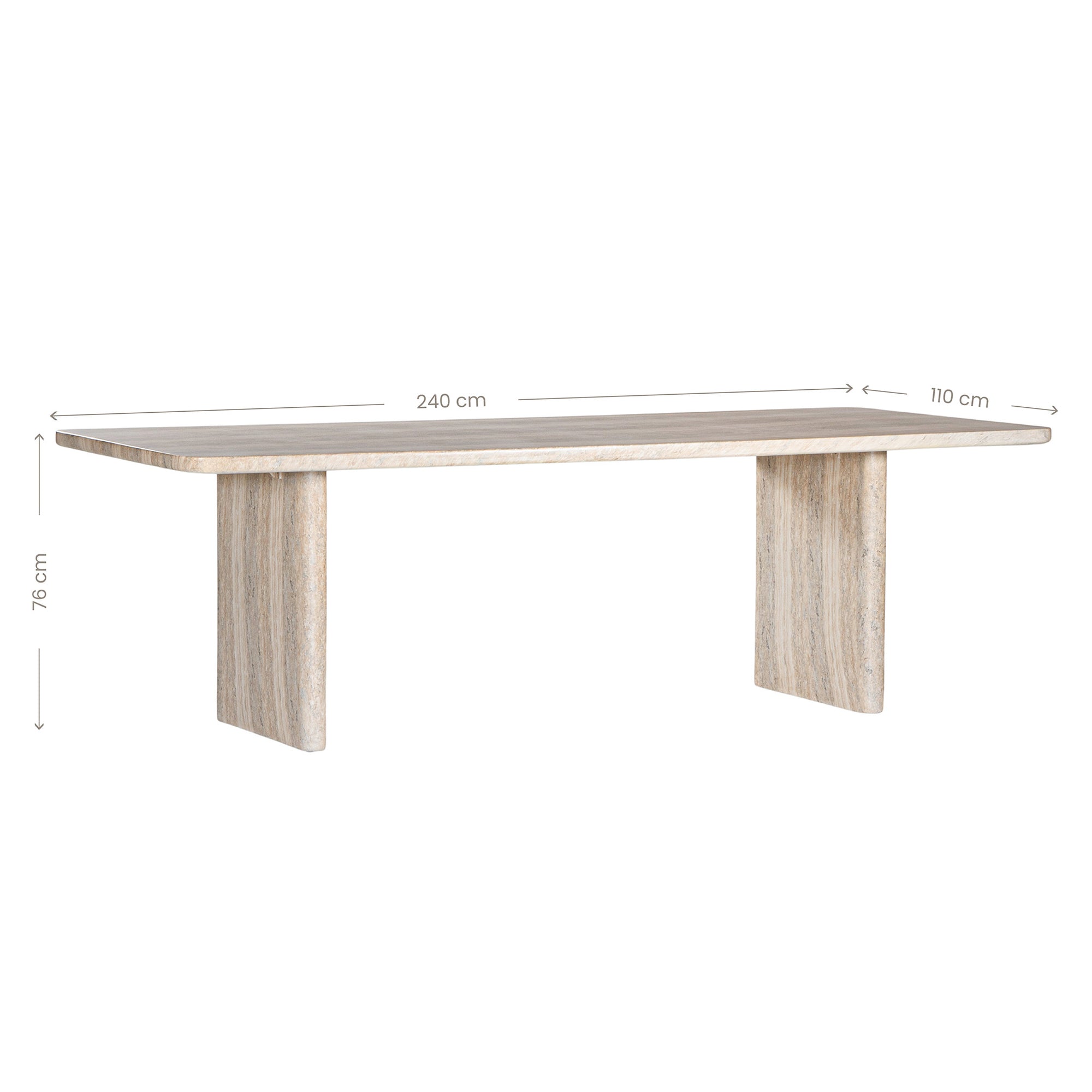 Minimalist hydro-dipped concrete dining table with a sleek rectangular top and sturdy panel legs. A contemporary statement piece designed to complement modern and coastal interiors