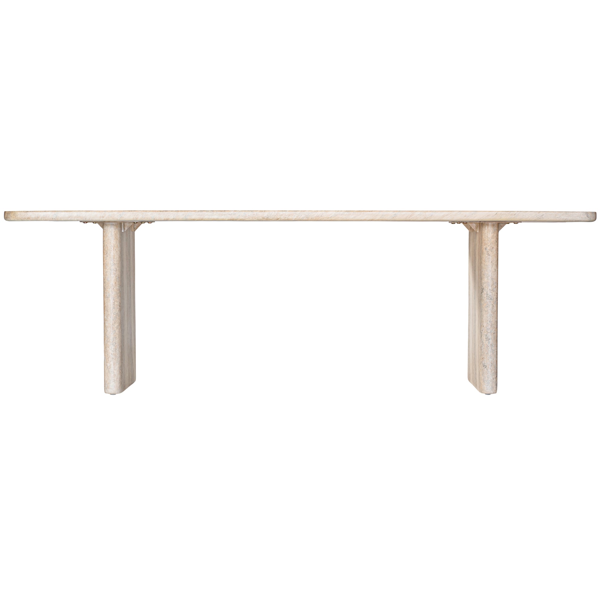 Minimalist hydro-dipped concrete dining table with a sleek rectangular top and sturdy panel legs. A contemporary statement piece designed to complement modern and coastal interiors