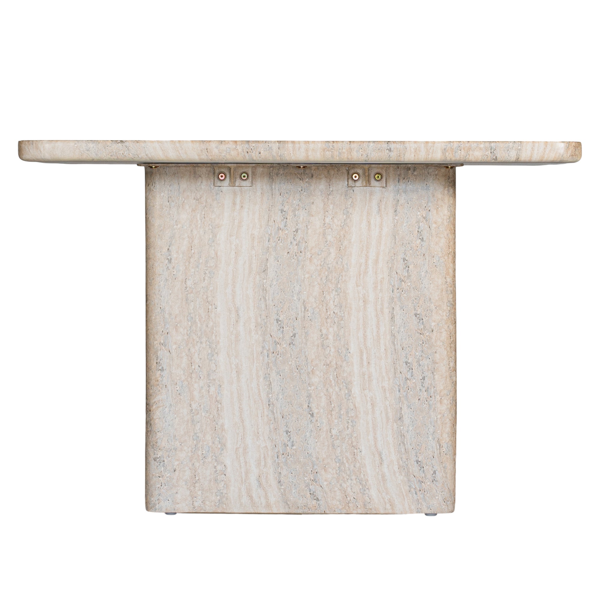 Minimalist hydro-dipped concrete dining table with a sleek rectangular top and sturdy panel legs. A contemporary statement piece designed to complement modern and coastal interiors