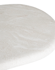 Ayanda bench in eggshell hydro dipped finish with elongated sculptural top and cylindrical pedestal legs.