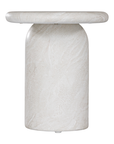 Ayanda bench in eggshell hydro dipped finish with elongated sculptural top and cylindrical pedestal legs.