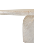 Ayanda coffee table in dune hydro dipped finish with rounded tabletop and solid cylindrical pedestal base.