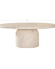 Ayanda coffee table in dune hydro dipped finish with rounded tabletop and solid cylindrical pedestal base.
