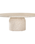 Ayanda coffee table in dune hydro dipped finish with rounded tabletop and solid cylindrical pedestal base.