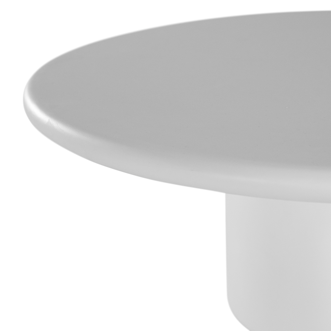 Ayanda coffee table in white with sculptural organic form and smooth matte finish.