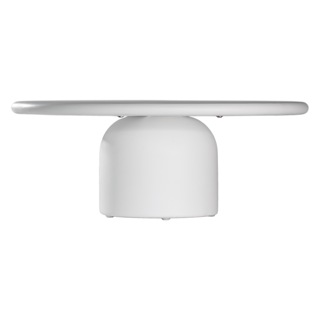 Ayanda coffee table in white with sculptural organic form and smooth matte finish.