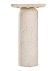 Ayanda console in dune hydro dipped finish with elongated top and two cylindrical pedestal legs.