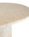 Ayanda dining table in dune hydro dipped finish with oval tabletop and two cylindrical pedestal bases.