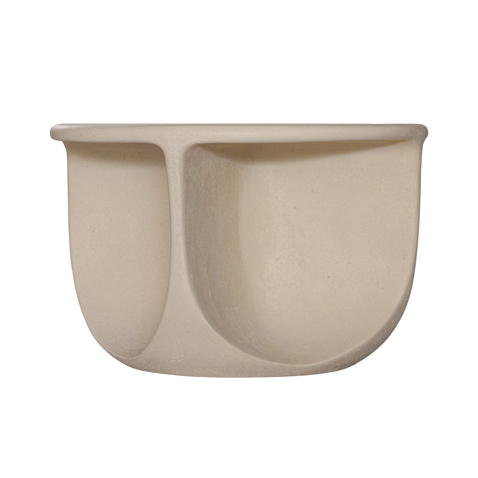 Berber coffee table in driftstone finish featuring sculptural curved legs and a softly rounded top with a textured natural surface.