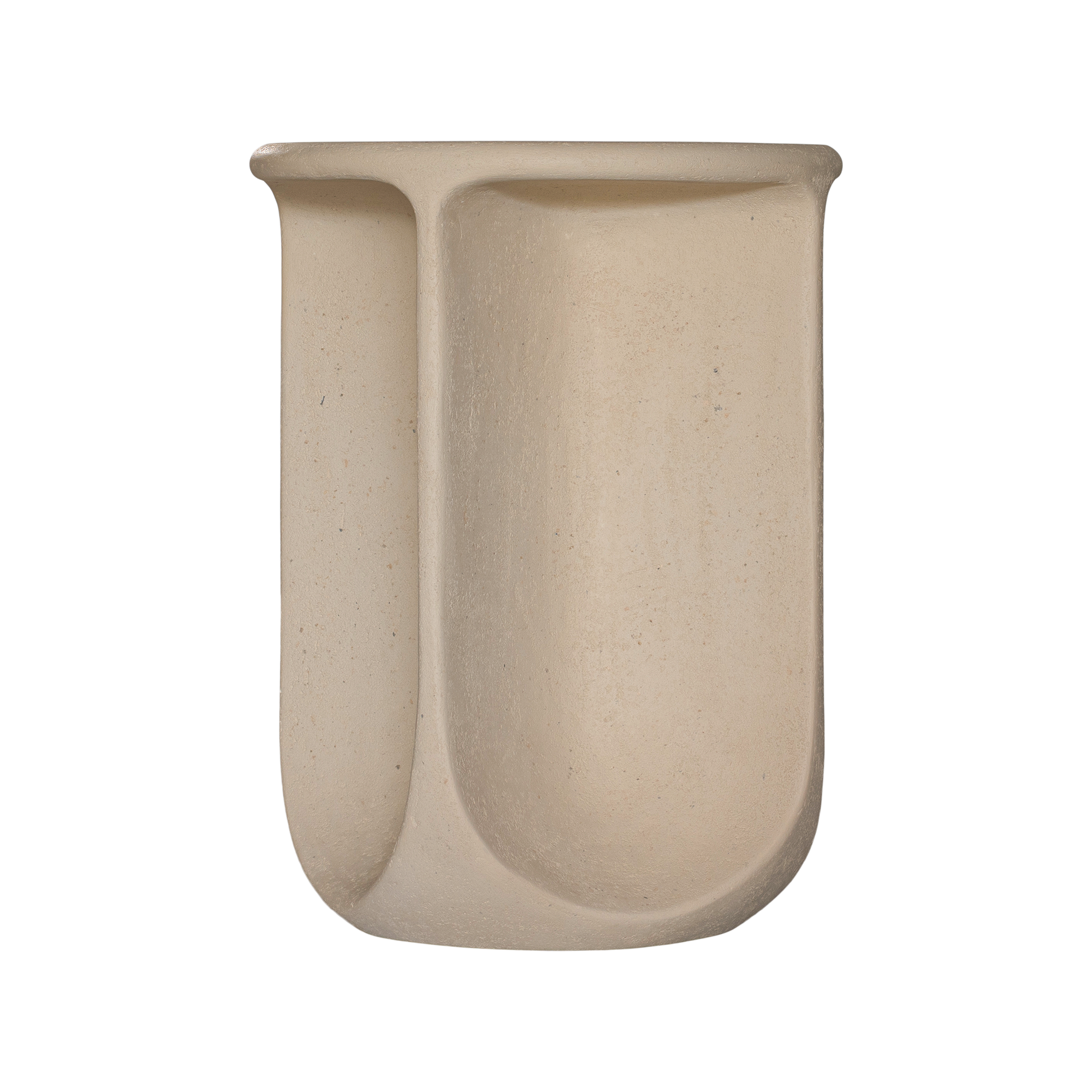 Berber side table in driftstone finish featuring sculptural curved legs and a softly rounded top with a textured natural surface.