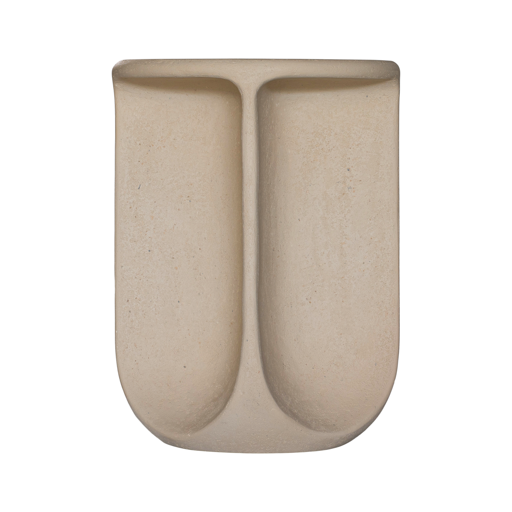 Berber side table in driftstone finish featuring sculptural curved legs and a softly rounded top with a textured natural surface.