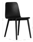 The Kulala Living black wood dining chair features a sleek, curved seat with a natural wood grain finish. Its minimalist design and sturdy legs make it a stylish and versatile addition to any modern dining space
