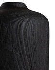 Sleek black wooden decorative vase with a smooth organic form, ideal for modern styling and interior decor accents