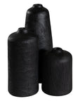 Sleek black wooden decorative vase with a smooth organic form, ideal for modern styling and interior decor accents