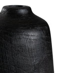 Sleek black wooden decorative vase with a smooth organic form, ideal for modern styling and interior decor accents