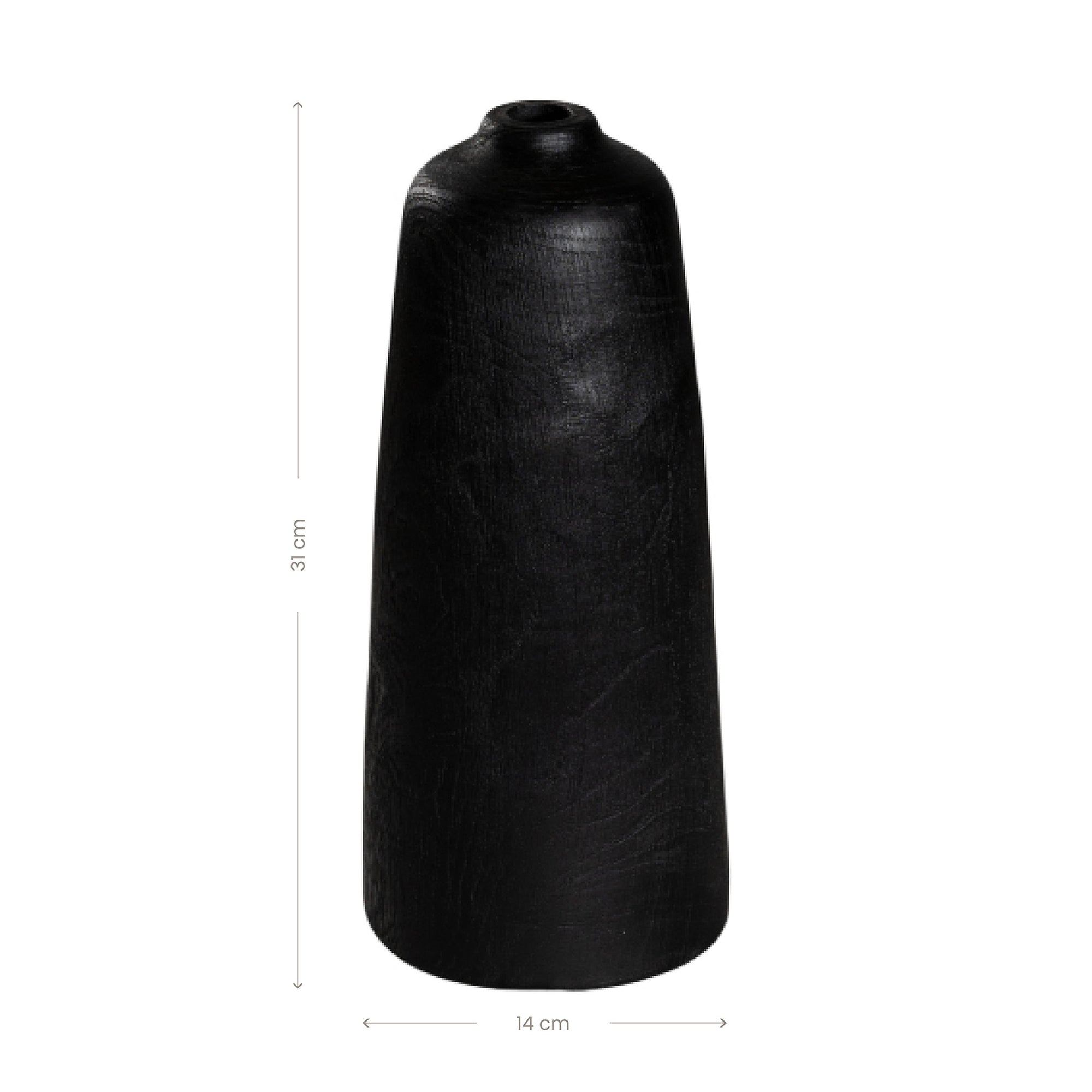 Sleek black wooden decorative vase with a smooth organic form, ideal for modern styling and interior decor accents