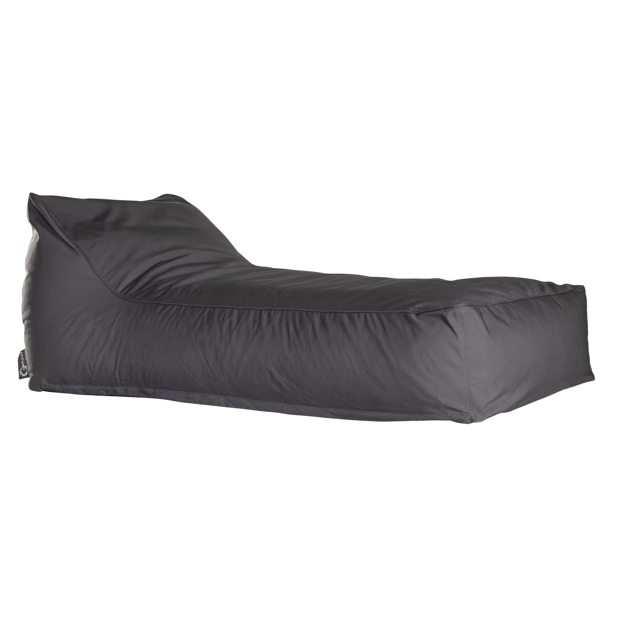 Charcoal sunlounger bean bag for outdoor relaxation, featuring durable fabric and ergonomic shape. Ideal for poolside lounging, garden seating, or creating a casual chill-out area