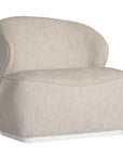 Beige armchair with a textured fabric on a white background