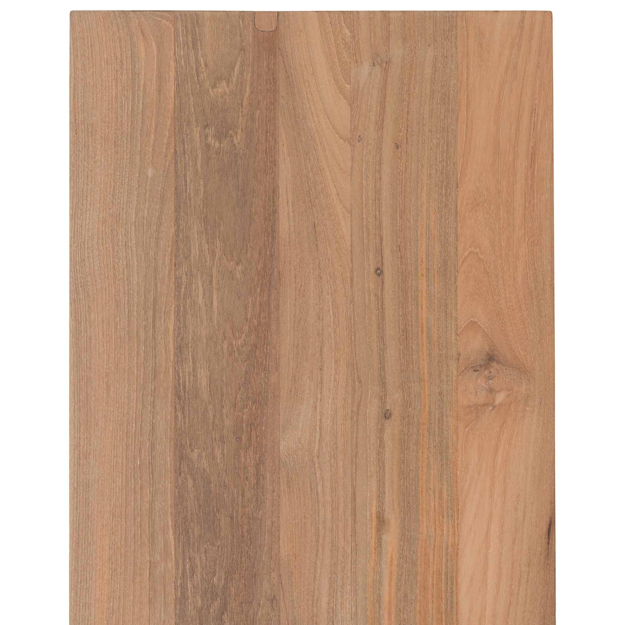 Natural finish folding teak console table with cross-brace detail, ideal for modern and rustic interiors