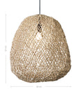 A handwoven rattan pendant light in a natural finish, featuring an open-weave design that casts ambient lighting, perfect for coastal and modern interiors