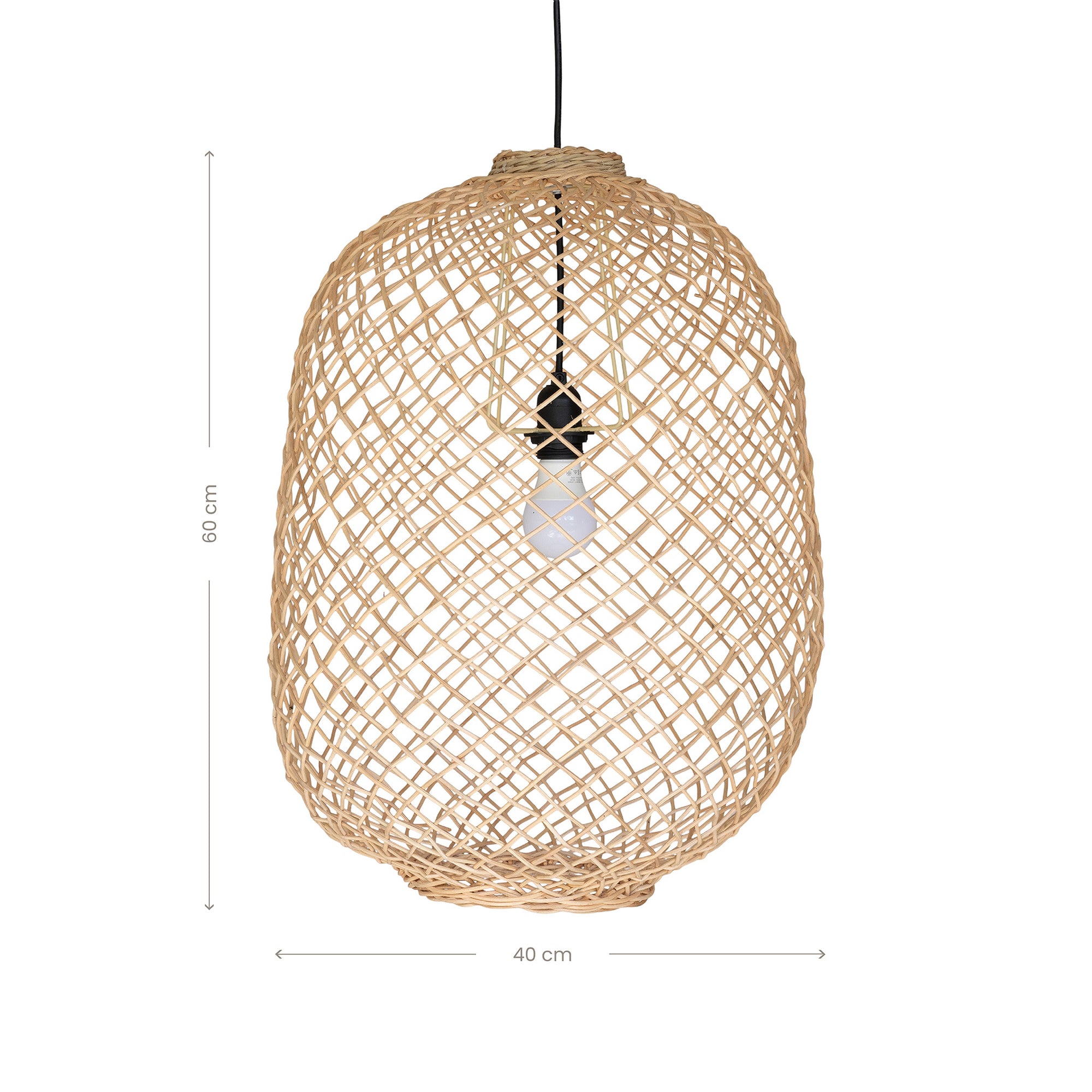 Kulala Living handwoven rattan pendant light with an open-weave design, showcasing a natural aesthetic and soft ambient lighting