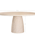 Jabari dining table in dune hydro dipped finish with round tabletop and sculptural pedestal base.