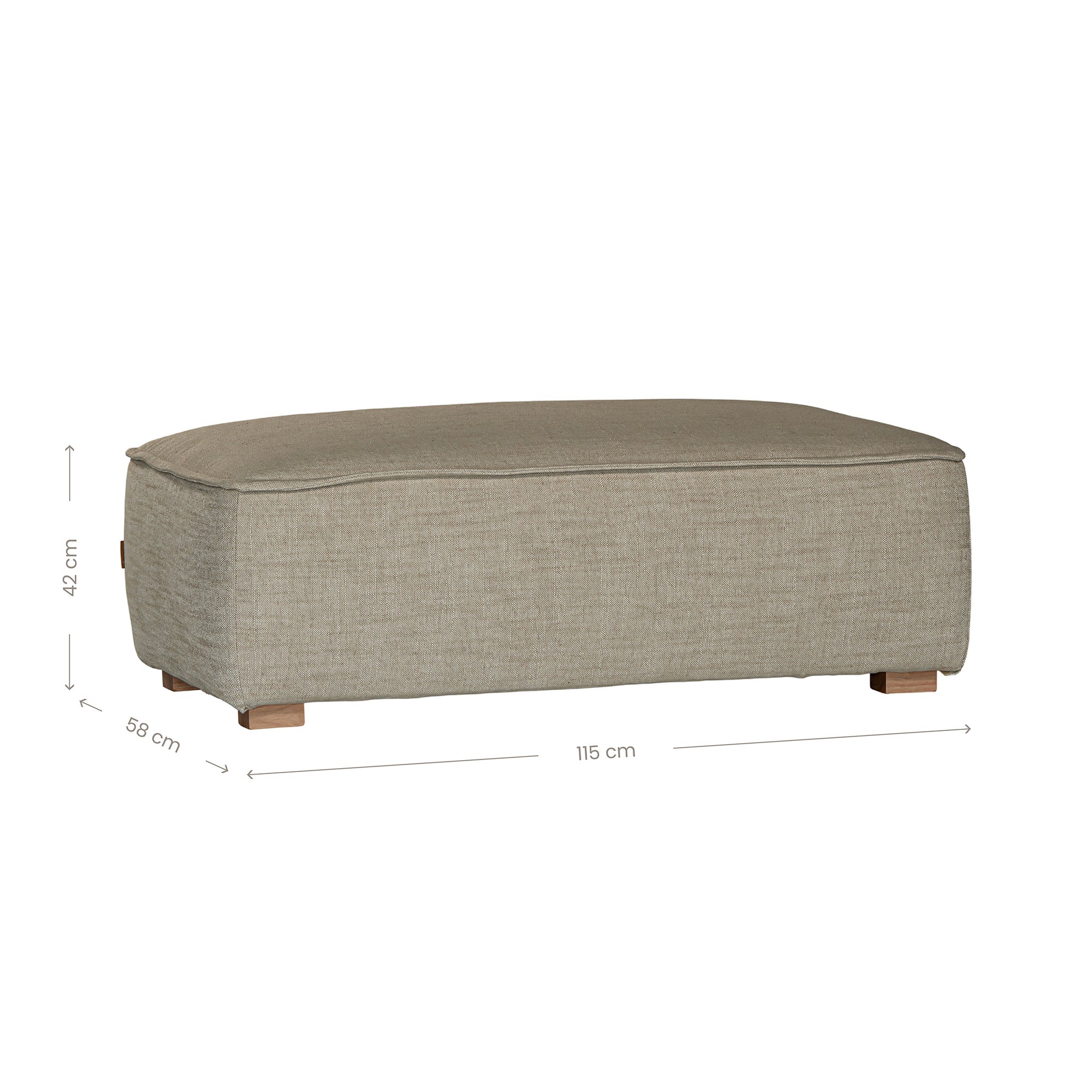 A versatile moss modular ottoman with soft linen upholstery, designed for effortless comfort and modern living. Perfect as a standalone piece or paired with matching modular seating