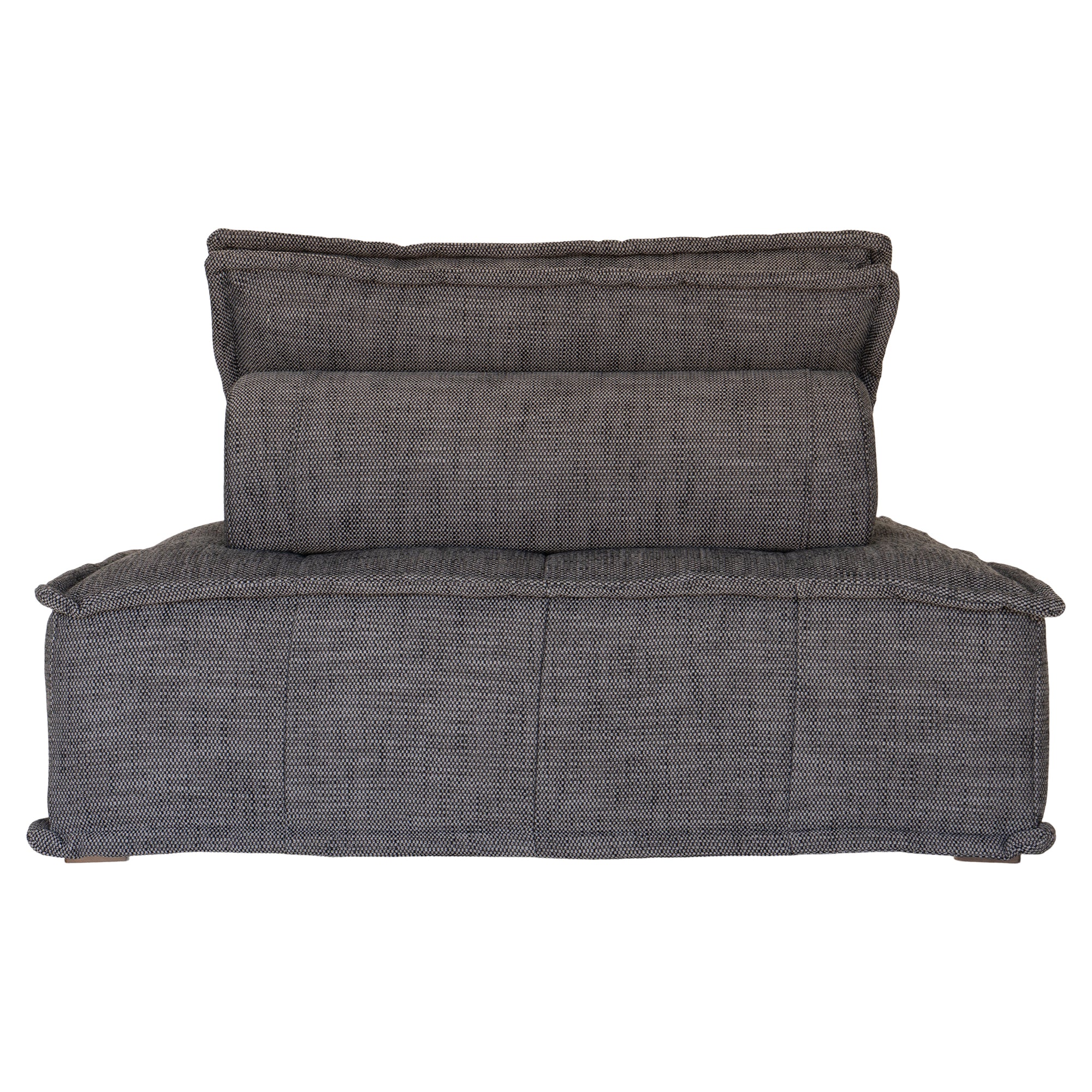 A stylish grey linen modular sofa with a low-profile design and plush cushioning, offering a relaxed and contemporary seating option for modern interiors