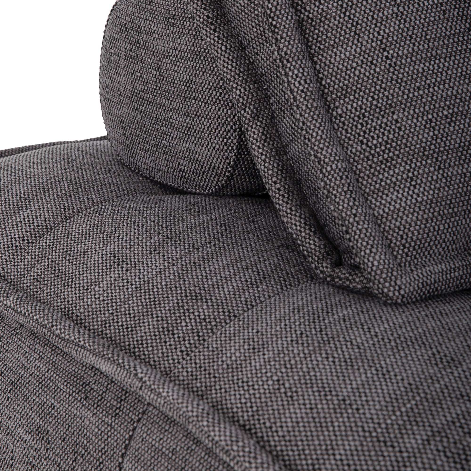 A stylish grey linen modular sofa with a low-profile design and plush cushioning, offering a relaxed and contemporary seating option for modern interiors