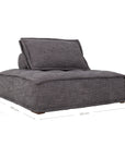 A stylish grey linen modular sofa with a low-profile design and plush cushioning, offering a relaxed and contemporary seating option for modern interiors