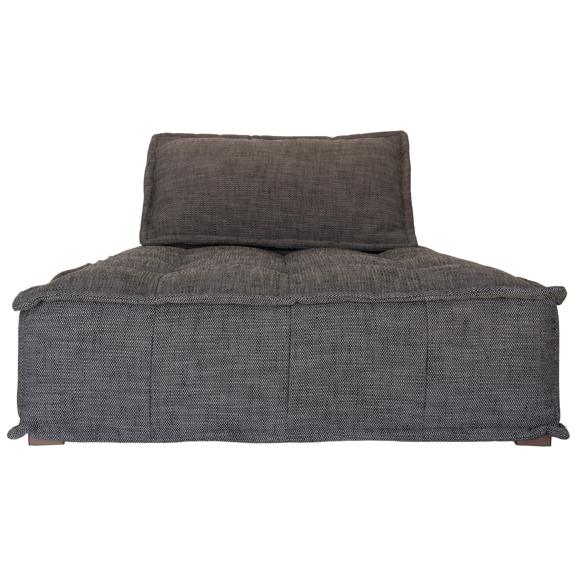 A stylish grey linen modular sofa with a low-profile design and plush cushioning, offering a relaxed and contemporary seating option for modern interiors