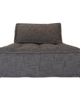 A stylish grey linen modular sofa with a low-profile design and plush cushioning, offering a relaxed and contemporary seating option for modern interiors