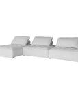 A stylish corduroy modular sofa with a low-profile design and plush cushioning, offering a relaxed and contemporary seating option for modern interiors