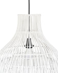 Juuma white rattan pendant light with curved tiered design, perfect for adding soft texture and coastal elegance to dining or living spaces