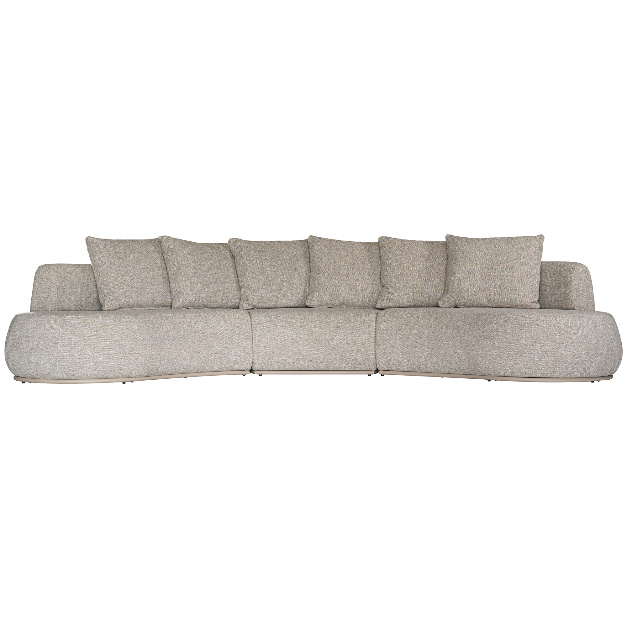 Laguna modular sofa in oat drift fabric with curved form and soft cushions on a clean background.