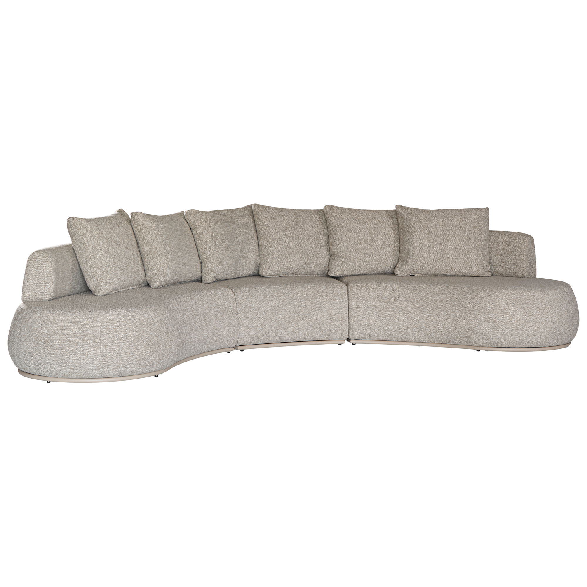 Laguna modular sofa in oat drift fabric with curved form and soft cushions on a clean background.