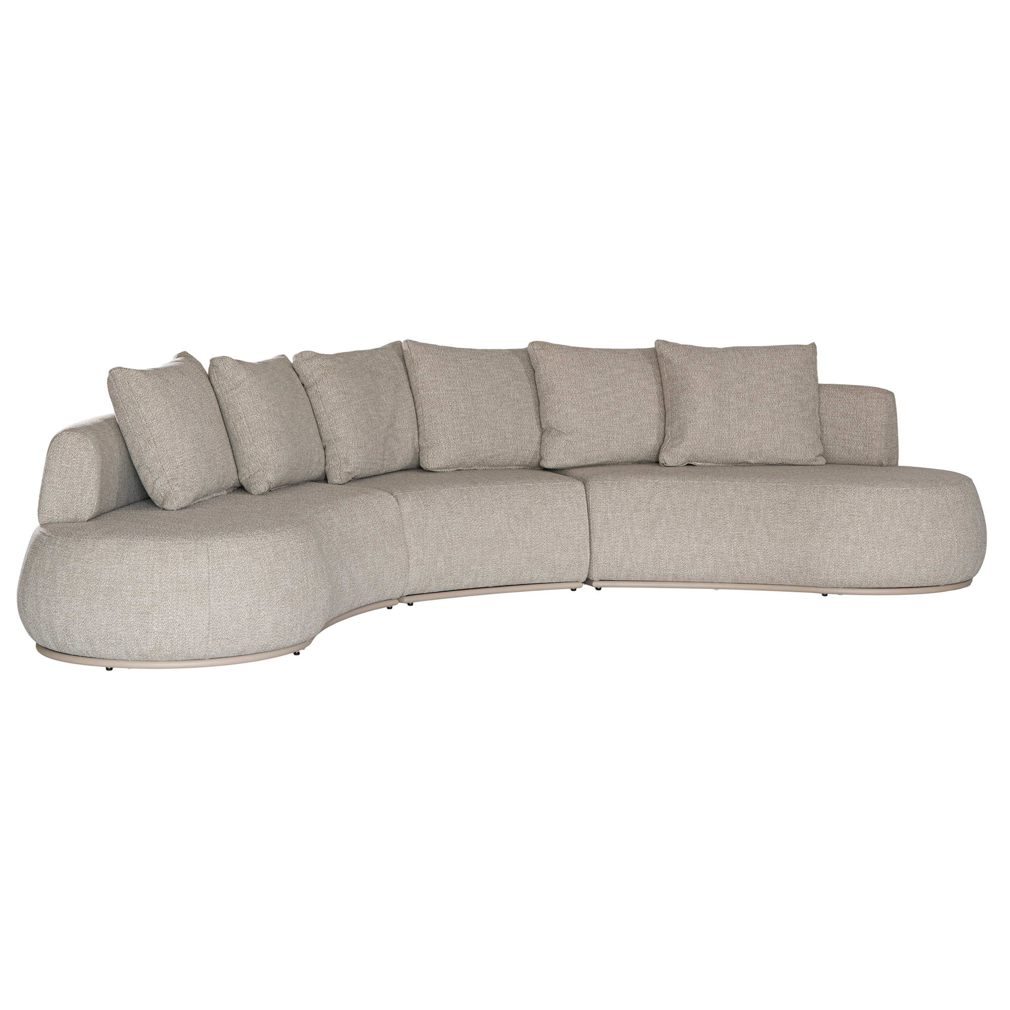 Laguna modular sofa in oat drift fabric with curved form and soft cushions on a clean background.