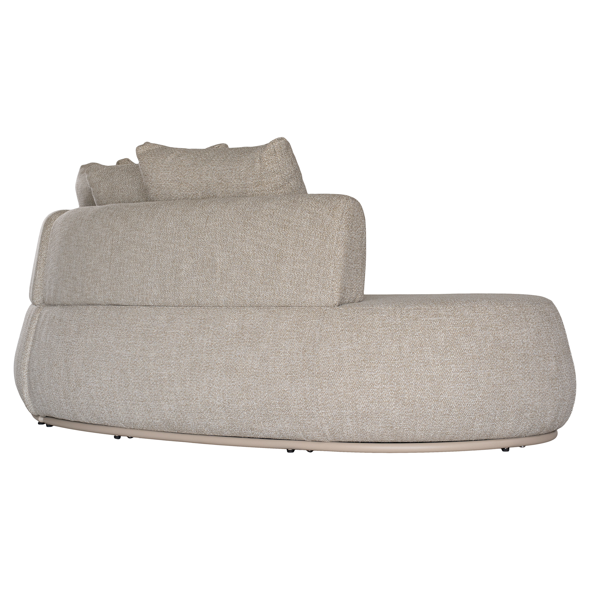 Laguna modular sofa in oat drift fabric with curved form and soft cushions on a clean background.