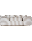 Laguna modular sofa in sand stripe fabric with curved form and soft cushions on a clean background.