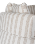 Laguna modular sofa in sand stripe fabric with curved form and soft cushions on a clean background.