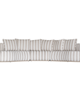 Laguna modular sofa in sand stripe fabric with curved form and soft cushions on a clean background.