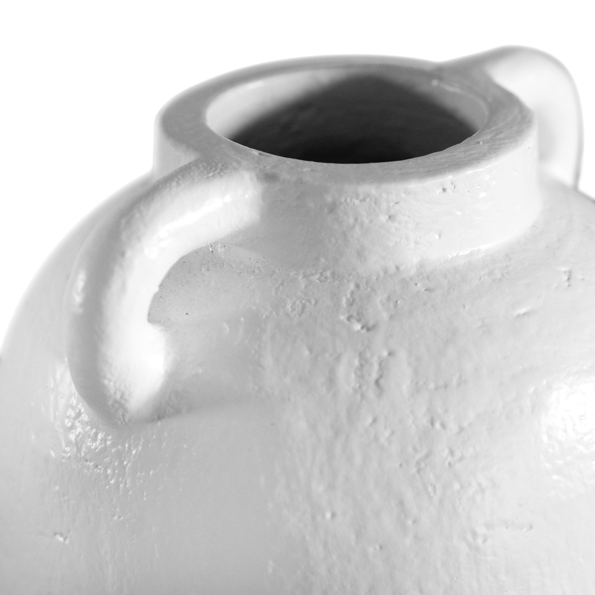 Kulala Living handcrafted white clay vase with handles, featuring a textured surface and organic shape, perfect for styling with dried or fresh foliage