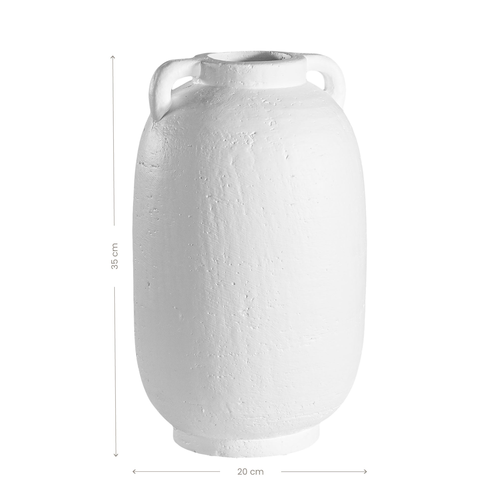 Kulala Living handcrafted white clay vase with handles, featuring a textured surface and organic shape, perfect for styling with dried or fresh foliage