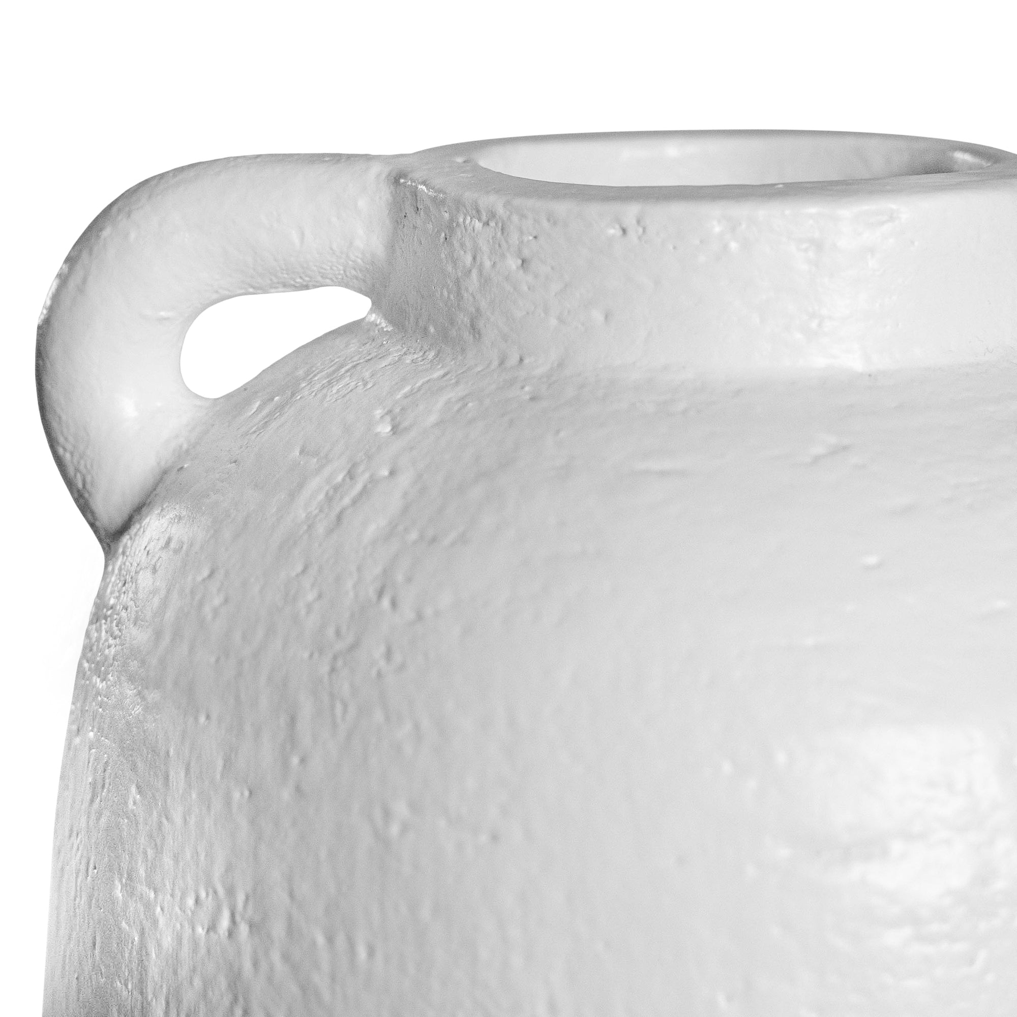 Kulala Living handcrafted white clay vase with handles, featuring a textured surface and organic shape, perfect for styling with dried or fresh foliage