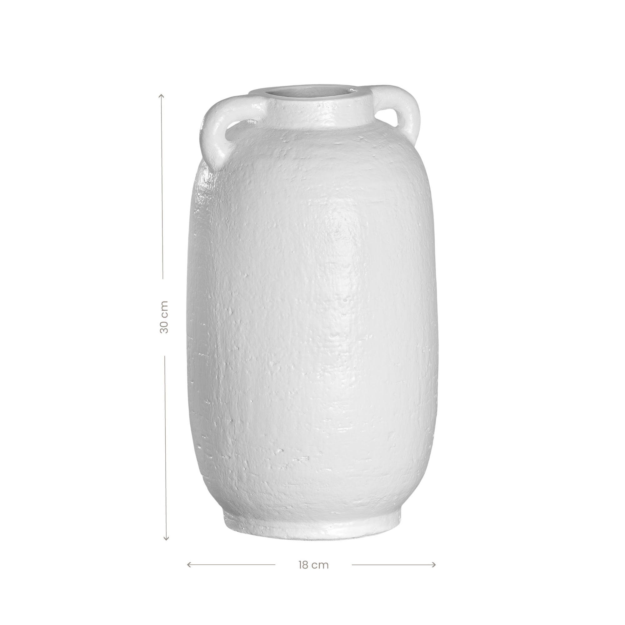 Kulala Living handcrafted white clay vase with handles, featuring a textured surface and organic shape, perfect for styling with dried or fresh foliage