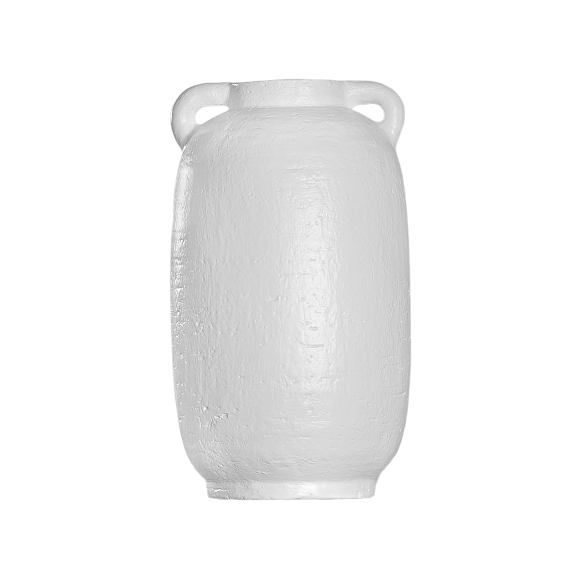 Kulala Living handcrafted white clay vase with handles, featuring a textured surface and organic shape, perfect for styling with dried or fresh foliage