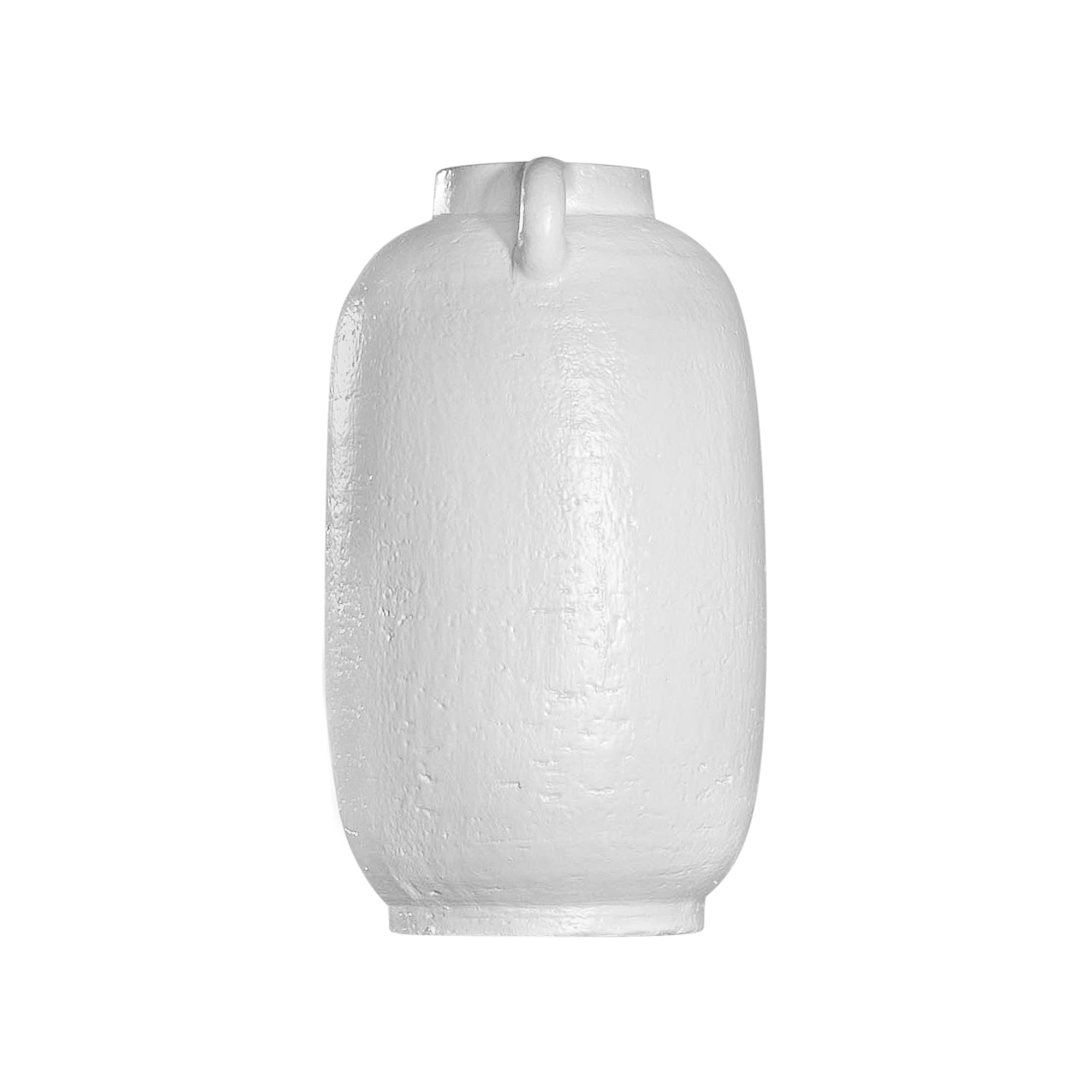 Kulala Living handcrafted white clay vase with handles, featuring a textured surface and organic shape, perfect for styling with dried or fresh foliage