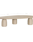 Lantara coffee table in driftstone finish with sculptural pedestal base and soft rounded top.